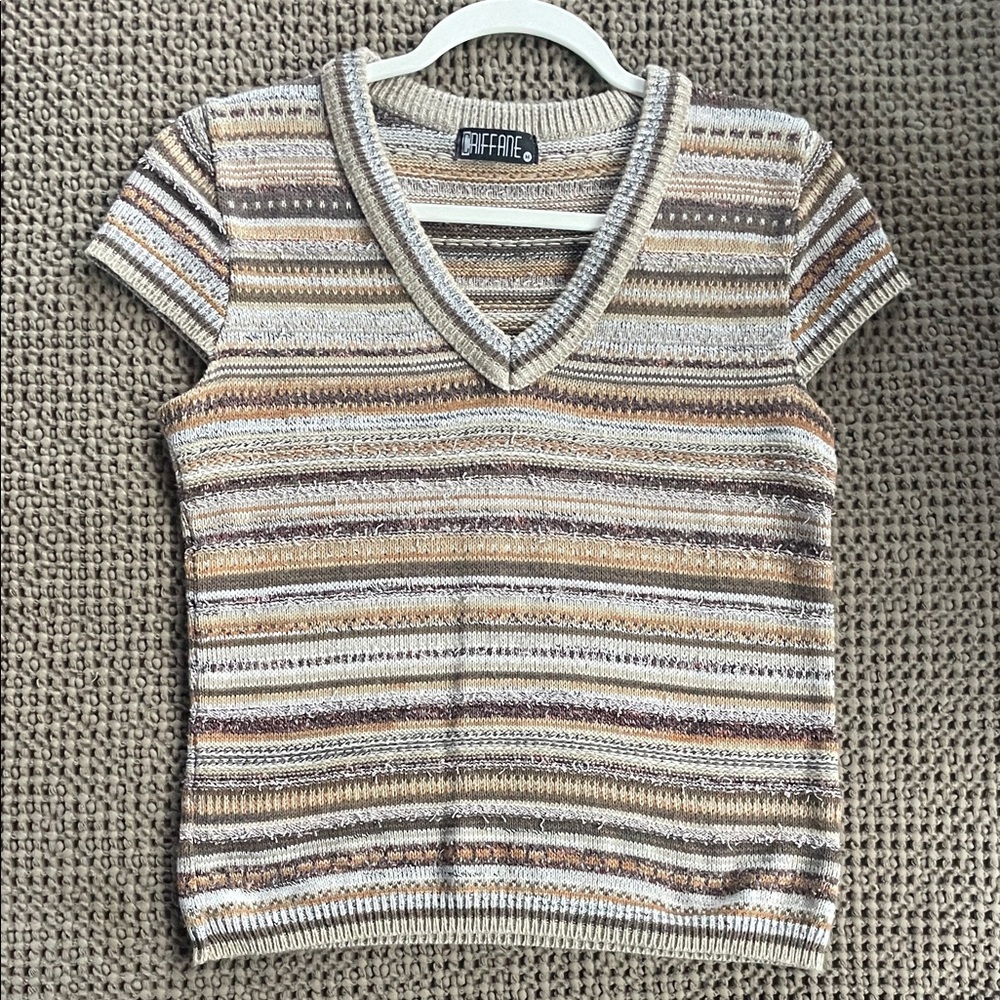 Striped V-Neck Top - Multicolor